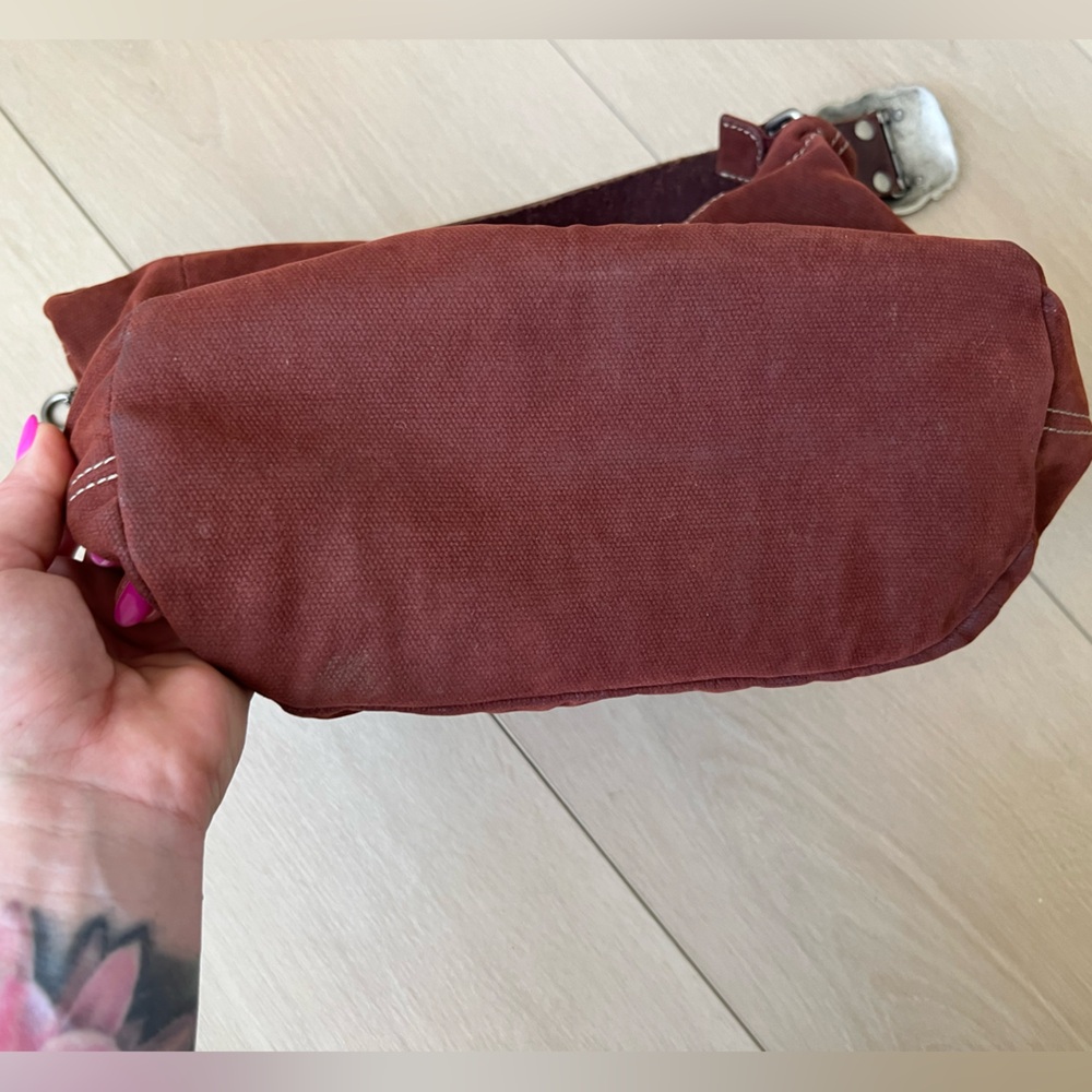 Fossil Brand Brown Canvas Hobo Bag With Leather S… - image 8